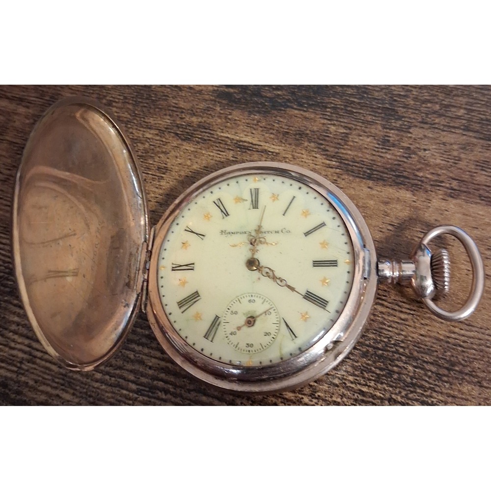 1901 Hampden Watch Co 17 Jewels Pocket Watch Gold Filled Hunter Case Working